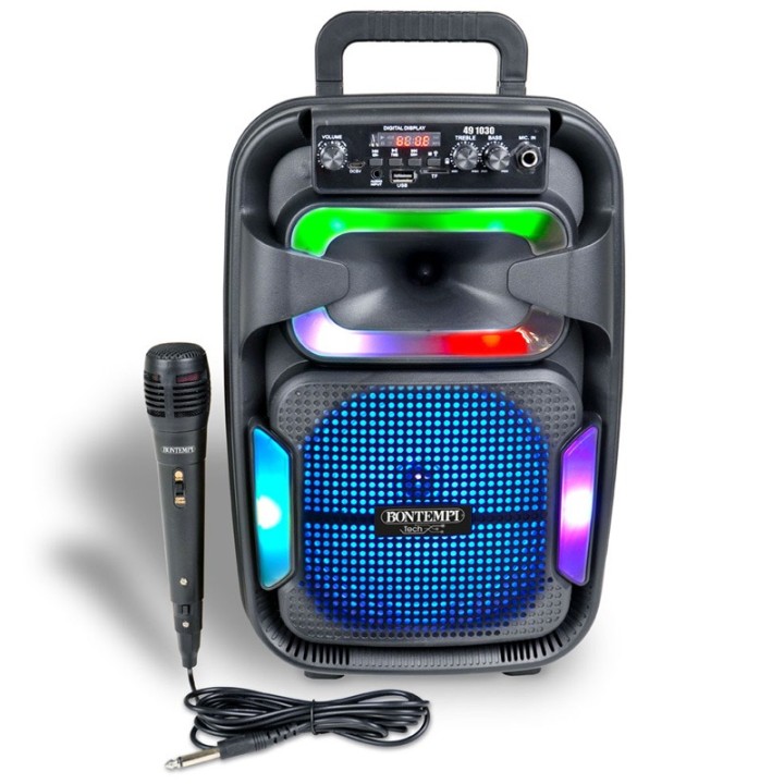 Bontempi Wireless Sound Box With Dynamic Microphone 49 1030 - Musical Instrument Toy - Wireless speaker with microphone & RGB lights • Display • TWS function: you can wirelessly connec...