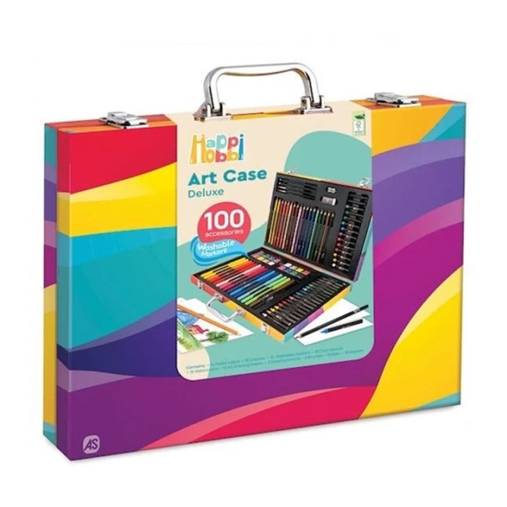 AS Company Happihobbi Pencilcase Zografikis Deluxe 100 Axesoyar Rainbow (En) 1038-82057 - Painting and Drawing Set