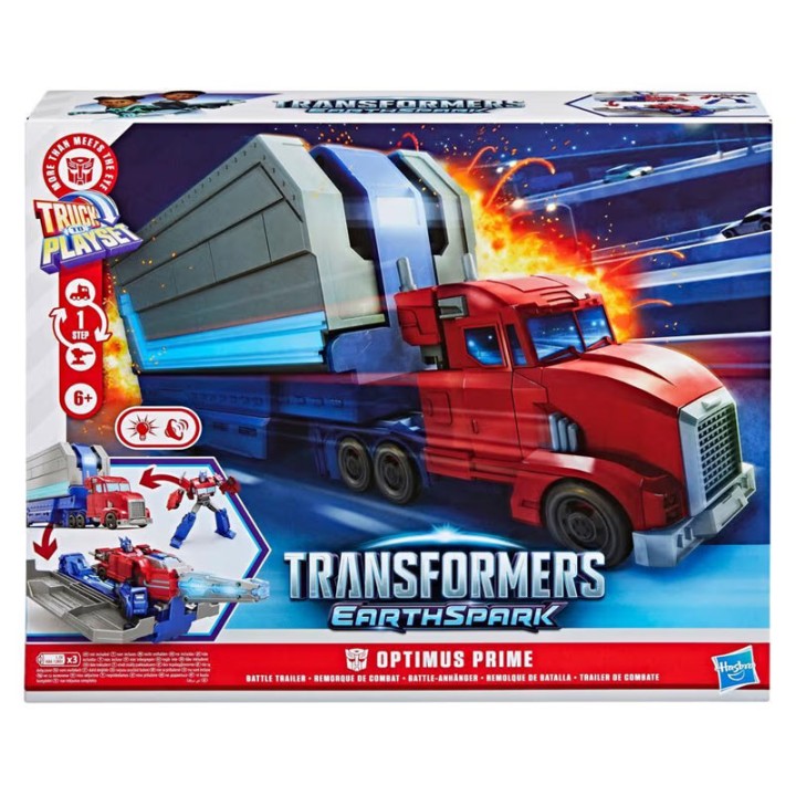 Hasbro Transformers Earthspark Op Battle Trailer G0750 - Action Figure - Get ready to roll into battle with the Transformers Optimus Prime Battle Trailer playset