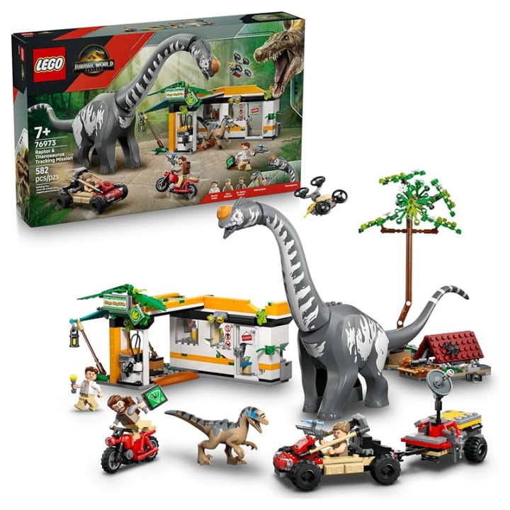 LEGO 76973 Raptor & Titanosaurus Tracking Mission - Building Set - Thrilling chases and action await kids and movie fans aged 7 and up in this Raptor & Titanosaurus... - 582 Pieces