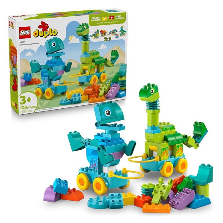 LEGO 10451 3In1 Dinosaurs On Wheels - Building Set - Bring big fun to the playtimes of little builders with the 3in1 Dinosaurs on Wheels (10451) toddl... - 108 Pieces