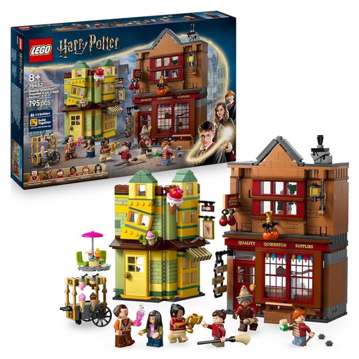 LEGO 76452 Quality Quidditch Supplies & Ice Cream 18+ months - Building Set - Take a trip to Quality Quidditch™ Supplies and Florean Fortescue’s Ice Cream Parlour for magical ...