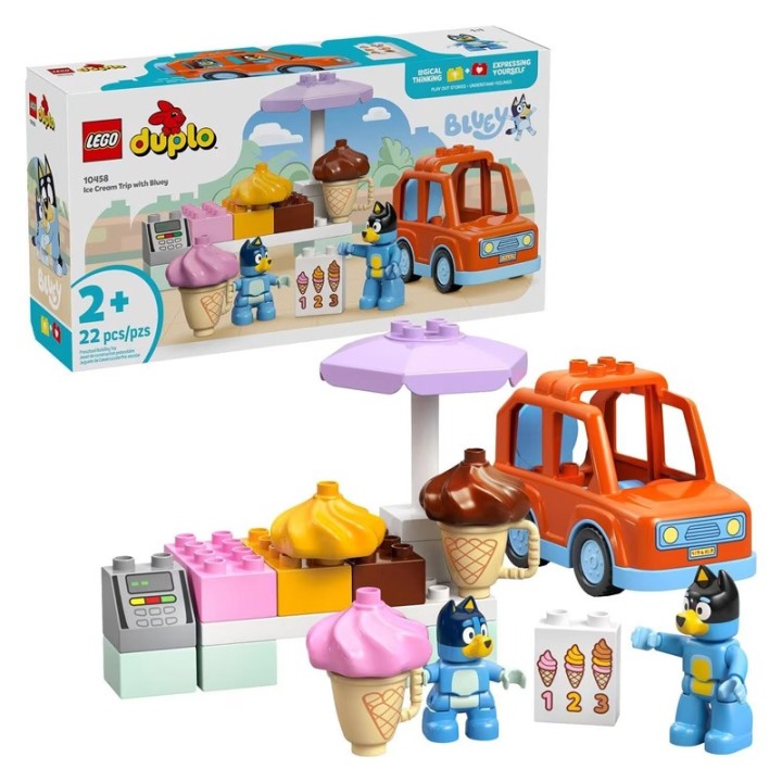 LEGO 10458 Ice Cream Trip With Bluey - Baby Toy - Immerse preschoolers in role-play fun with the Ice Cream Trip with Bluey toddler toy (10458) - 22 Pieces