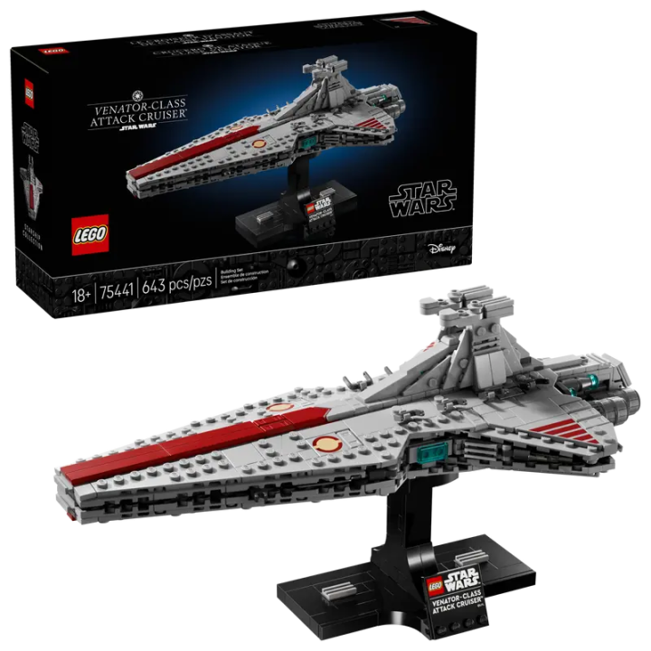 LEGO Star Wars 75441 Venator-Class Attack Cruiser - Building Set - Showcase the streamlined design of a Venator-Class Attack Cruiser with this starship model buildi... - 643 Pieces
