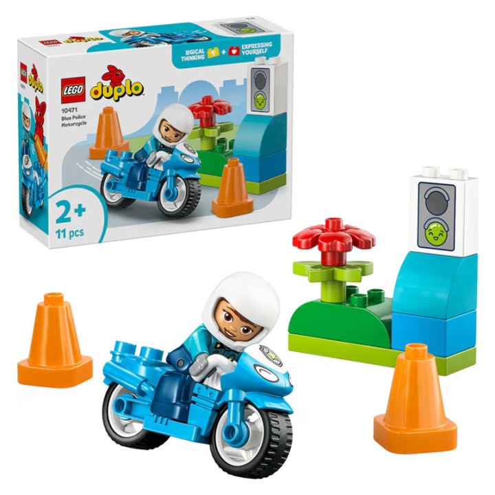 LEGO Duplo Town 10471 Blue Police Motorcycle - Building Set - Bring fast fun to the playtimes of kids ages 2 with the LEGO® DUPLO® Town Blue Police Motorcycle ... - 11 Pieces