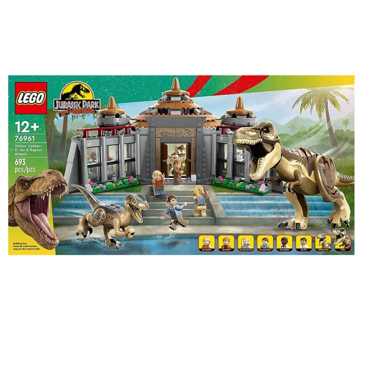 LEGO Jurassic World 76961 Visitor Center: T. Rex & Raptor Attack - Building Set - Relive dramatic Jurassic Park scenes with this collectible LEGO® brick-built Visitor Center: T - 693 Pieces