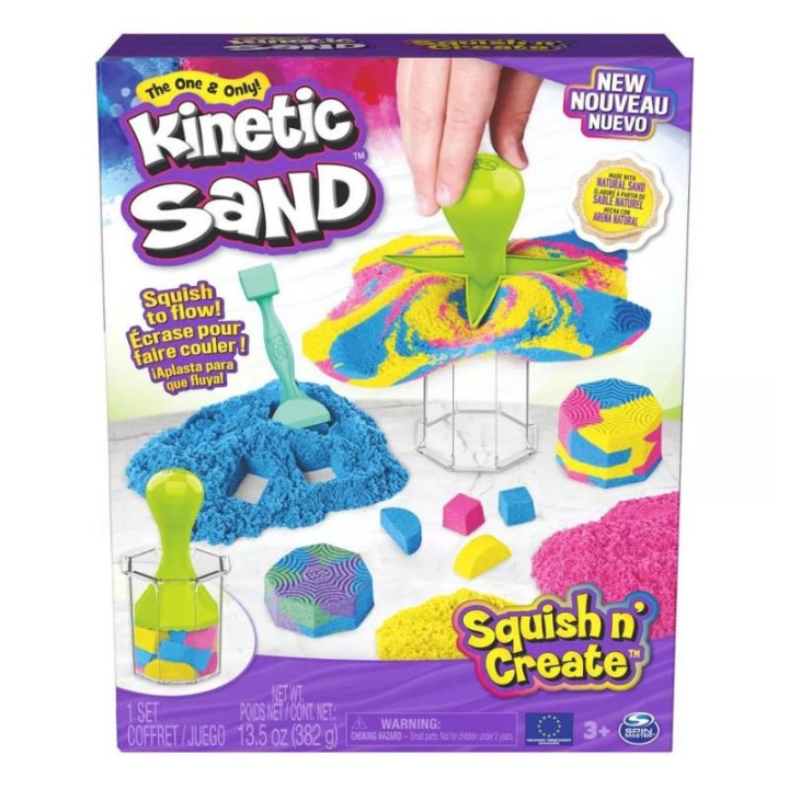 Spin Master Kinetic Sand: Squish N' Create (6065527) - Arts and Crafts Kit - Bring the fun of wet sand indoors with Kinetic Sand, the original moldable sensory toy play sand