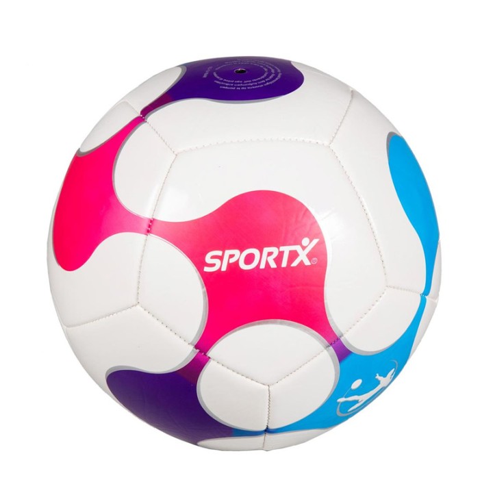 Sportx Soccer Ball Liquid 330-350gr - Outdoor Sports Toy - SportX Liquid football, white with a liquid print in blue, pink, and purple