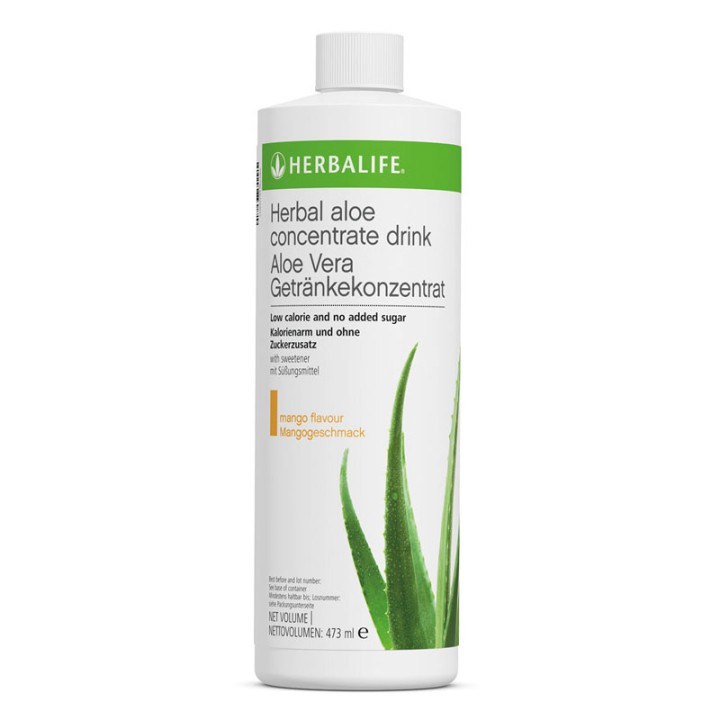 Herbalife Herbal Aloe Concentrate Drink liquid food supplement to support digestive health and hydration in Mango flavor 473ml