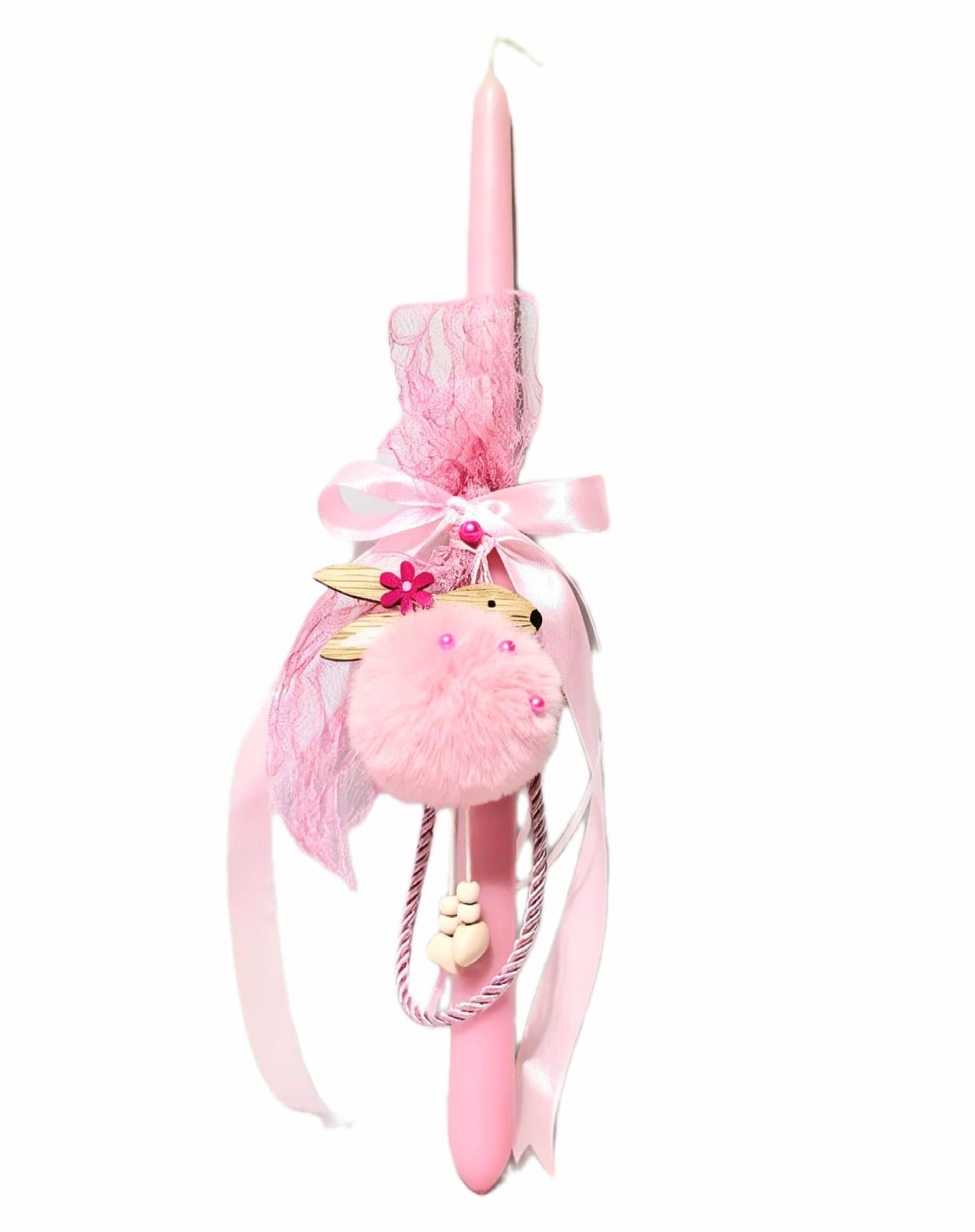 EASTER PINK  CANDLE WITH PINK BUNNY. Lambada cod.15