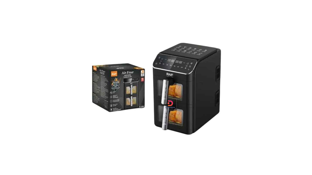642Q16#RAF®R.5284 Multifunctional Air Fryer with Dual 6 L + 6 L Baskets, 2800 W-Black