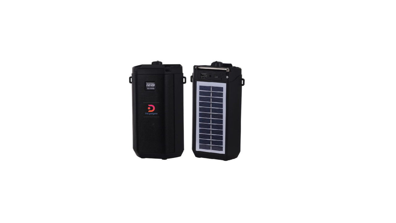#604S5#NS95S®Wireless Bluetooth Speaker with Solar Panel & Flashlight – Black