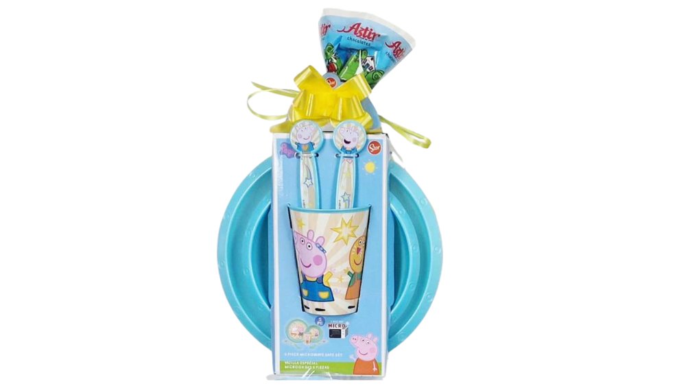 Pepa the Pig Official Licensed Kids Easter Gift Set – 5-Piece Dining Set with Treats (Ready Gift Pack