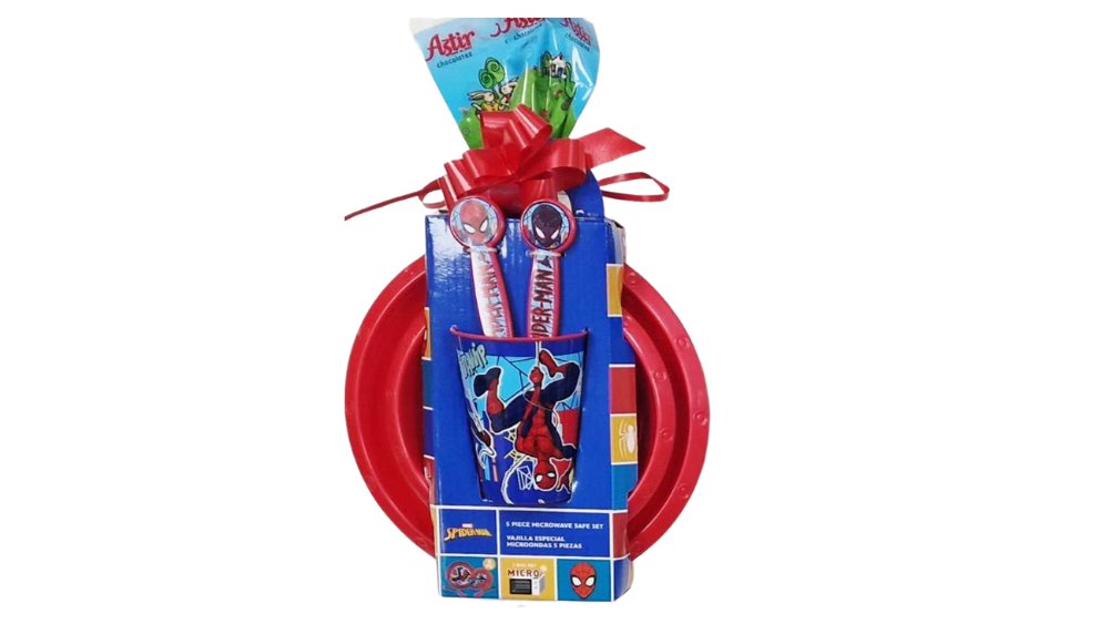 Spider-Man Official Licensed Kids Easter Gift Set – 5-Piece Dining Set with Treats (Ready Gift Pack