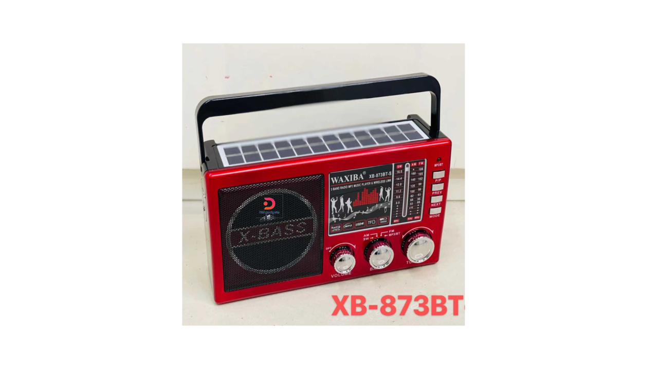 604S7#Waxiba®XB-873BT-S Rechargeable Radio with Solar Panel AM/FM/SW+ MP3 Music Player -Red