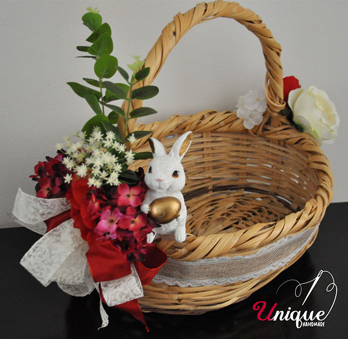 Handmade Wave Basket Easter Decorated Oval M