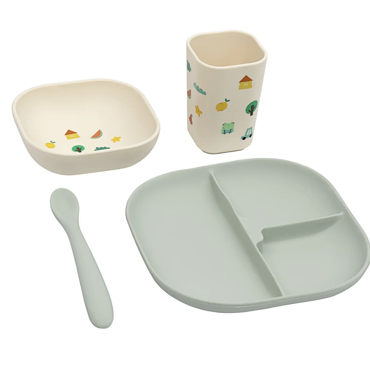 Silicone Tableware Set TINY BITS WASABI