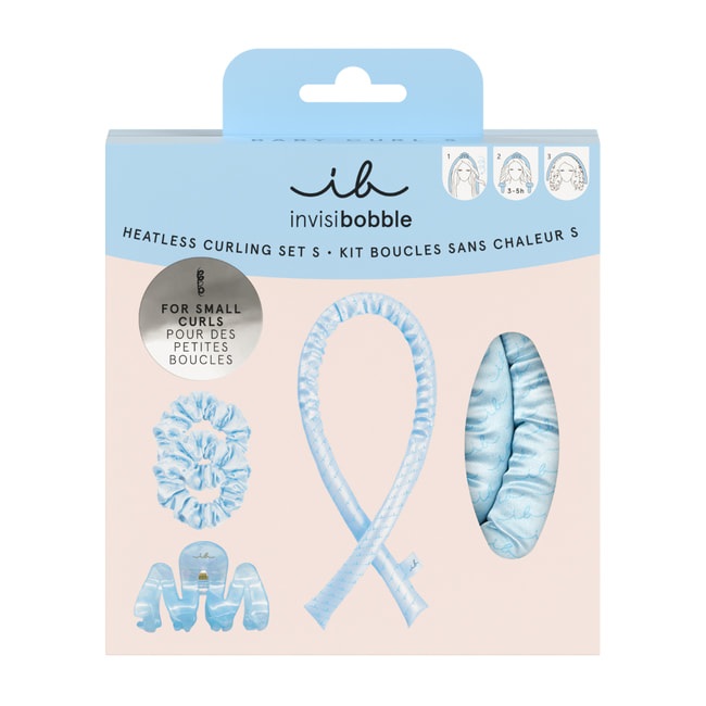 Invisibobble Set Baby Heatless Small Curling Ribbon 1pc + Sprunchie Slim 2pc + Clipstar 1pc
