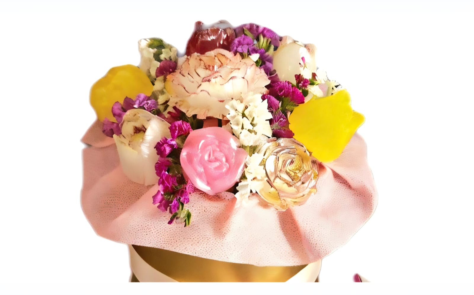 Bouquet of flowers in a gold box. Cod.21