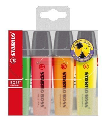 HIGHLIGHTER BOX OF 4 STABILO
