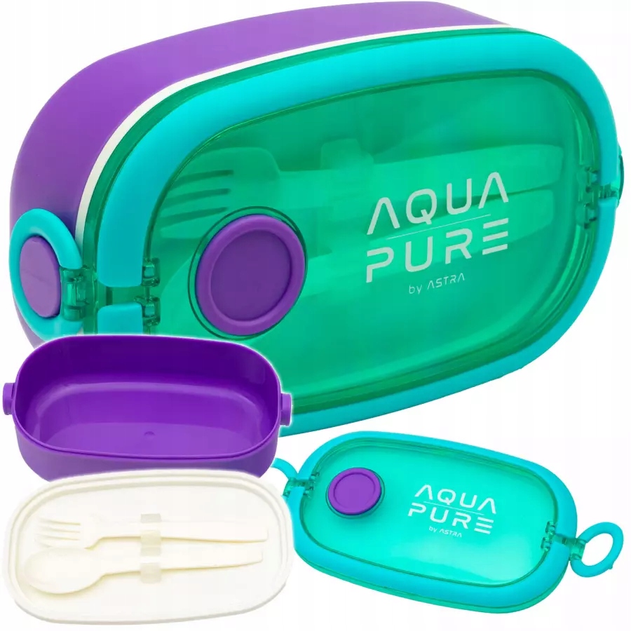 LUNCH BOX AQUA PURE WITH CUTLERY MINT/LAVENDER 511025026