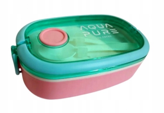 LUNCH BOX AQUA PURE WITH CUTLERY MINT/PINK 511025027
