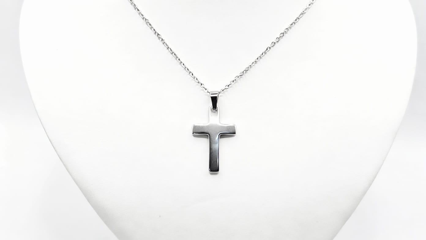 SILVER STAINLESS STEEL CROSS.  Cod.03