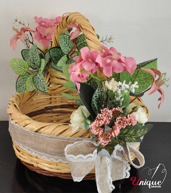 Handmade Wave Basket Easter Decorated Round S