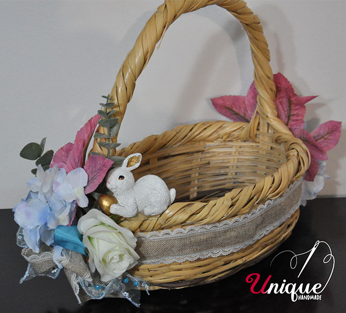 Handmade Wave Basket Easter Decorated Oval M