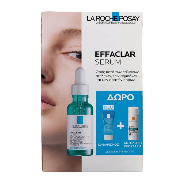 La Roche-Posay Promo Effaclar Serum Facial Serum Against Stubborn Blemishes, 30Ml & Gift Effaclar Gel Foaming Cleansing Gel, 50Ml & Anthelios Oil Correct Spf50+ Facial Sunscreen, 3Ml