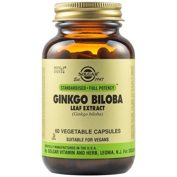 Solgar Ginkgo Biloba Leaf Extract For Memory Boost & Healthy Brain Function 60 Capsules