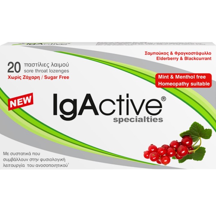 Igactive Specialties Elderberry & Blackcurrant Sore Throat 20 Lozenges