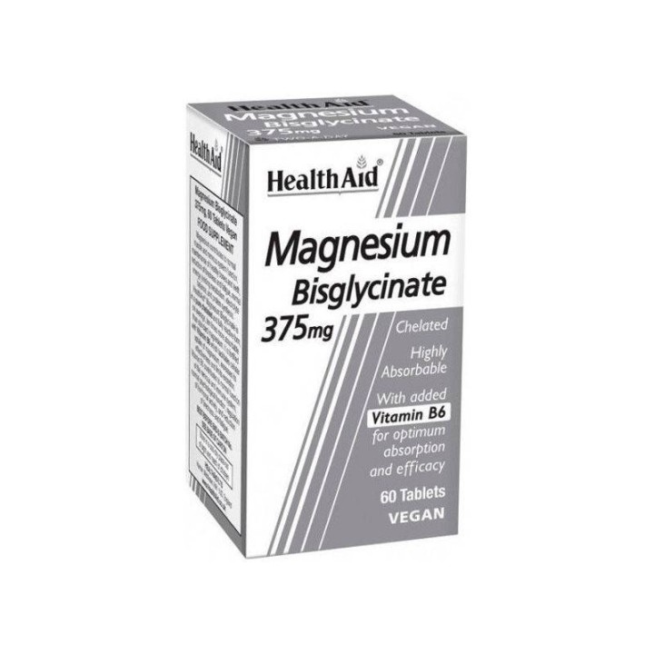 Health Aid Magnesium Bisglycinate 375Mg with Vitamin B6 60 Tablets