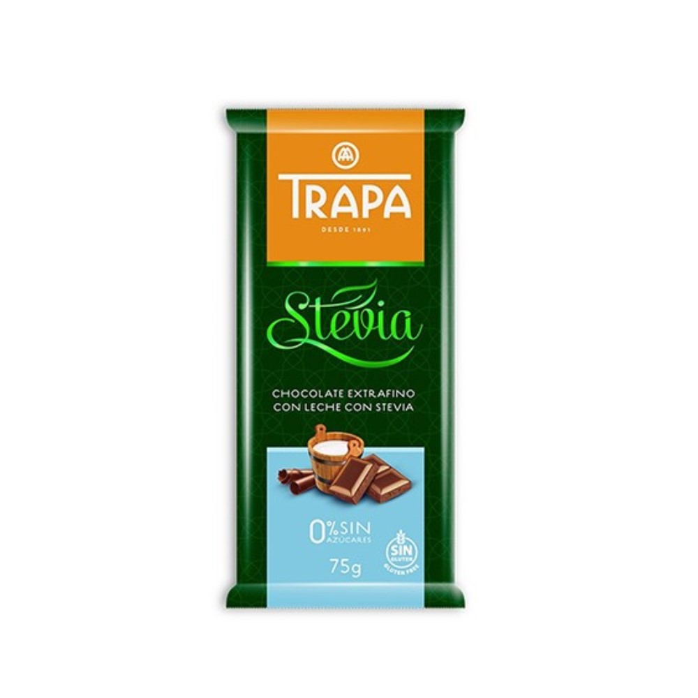 Milk Chocolate With Stevia And Maltitol, 75 g, Trapa