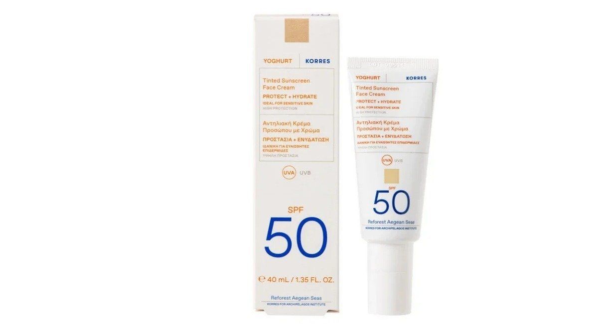 Korres Yoghurt Tinted Sunscreen Face Cream Spf50 For Sensitive Skin 50ml