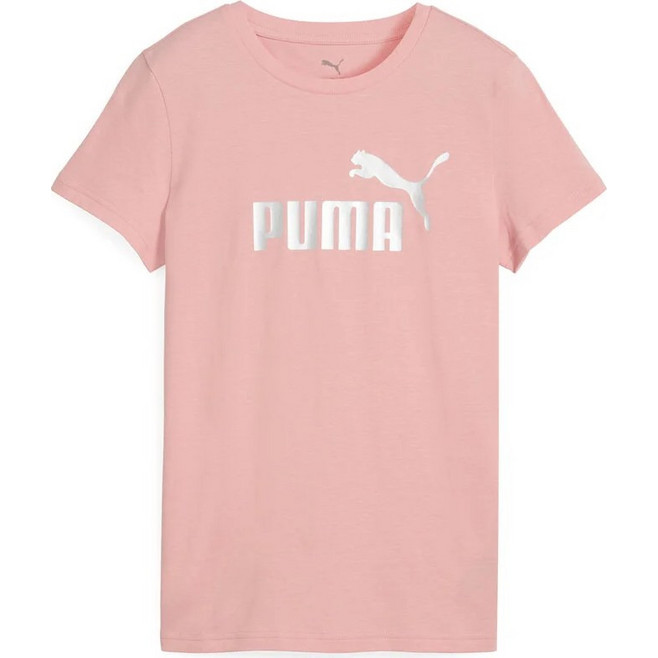 Puma 631536 Essentials Metallic No. 1 Logo T'shirt Womens Colored Rosy Outlook-Metallic Silver size: L