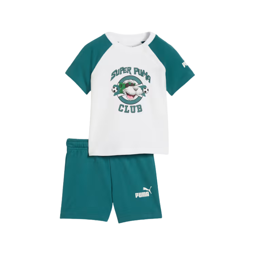 Puma 693289 Minicats Super T'shirt And Shorts Set Infant Childrens Colored White size: 104
