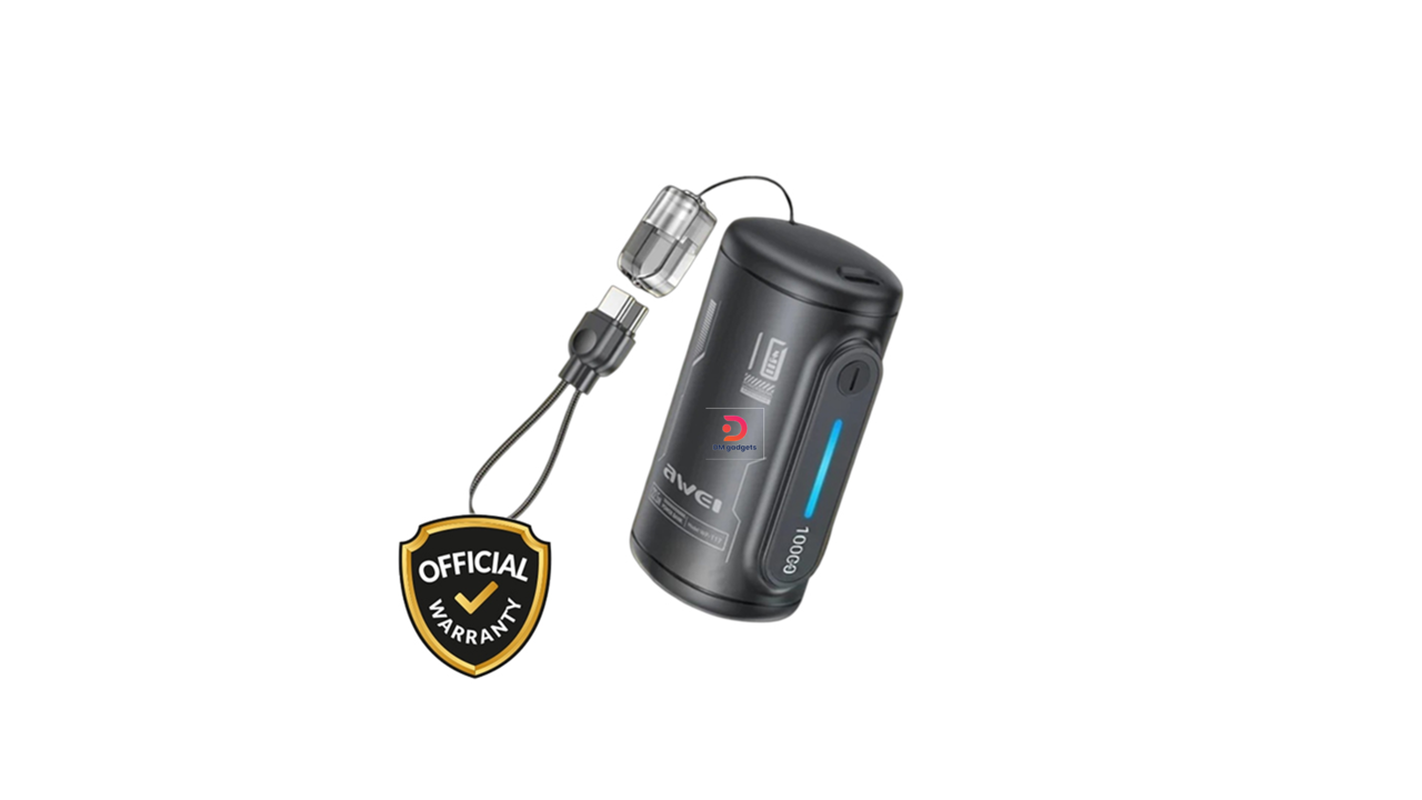 177G1#Awei®EP-117 10000mAh ,22.5W Power Bank with Type C to Type C Cable, Type-C input/output Black