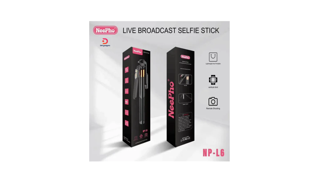 382C#Neepho®NP-L6S Live Broadcast Tripod Selfie Stick with remote control – Black