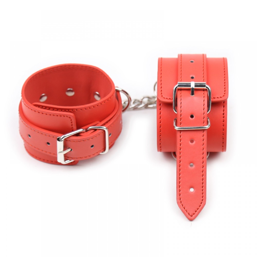 T4L FAUX LEATHER HANDCUFFS RED