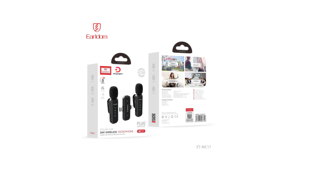 387G7#Earldom®MC17 2in1 Wireless Microphone-High Quality Transmission – Black