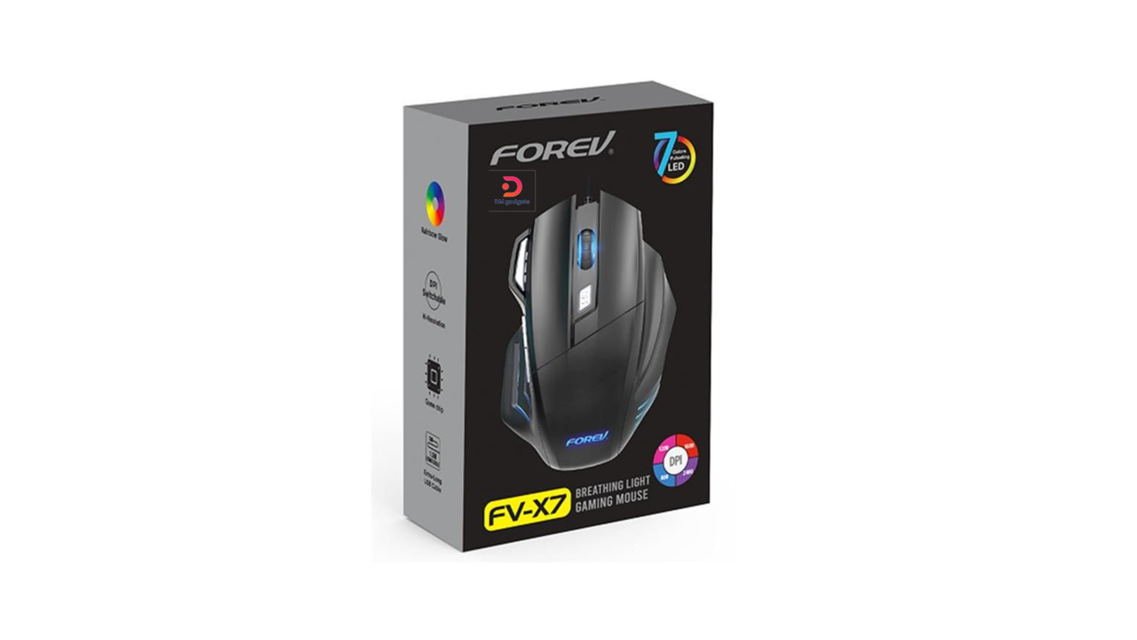 334E#FOREV®FV-X7 3200dpi Wired Mechanical Gaming RGB Lighted Mouse (Black)