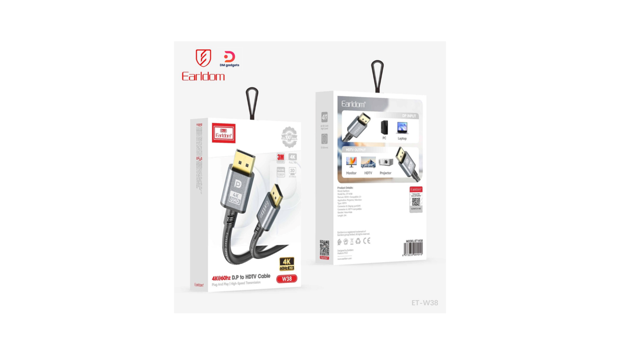 660-2#Earldom®ET-W38 3m 4K@60hz Display Port to HDTV Cable