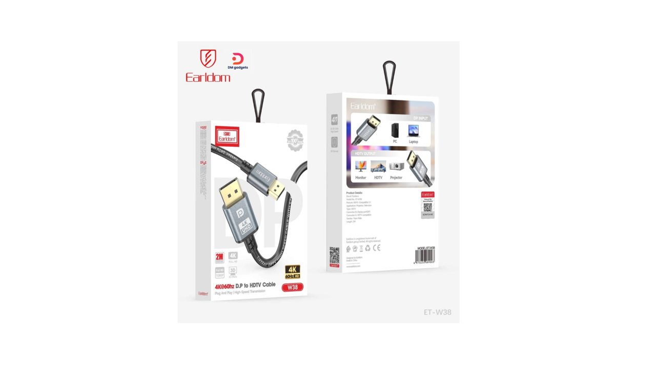 660-3#Earldom®ET-W38 2m 4K@60hz Display Port to HDTV Cable