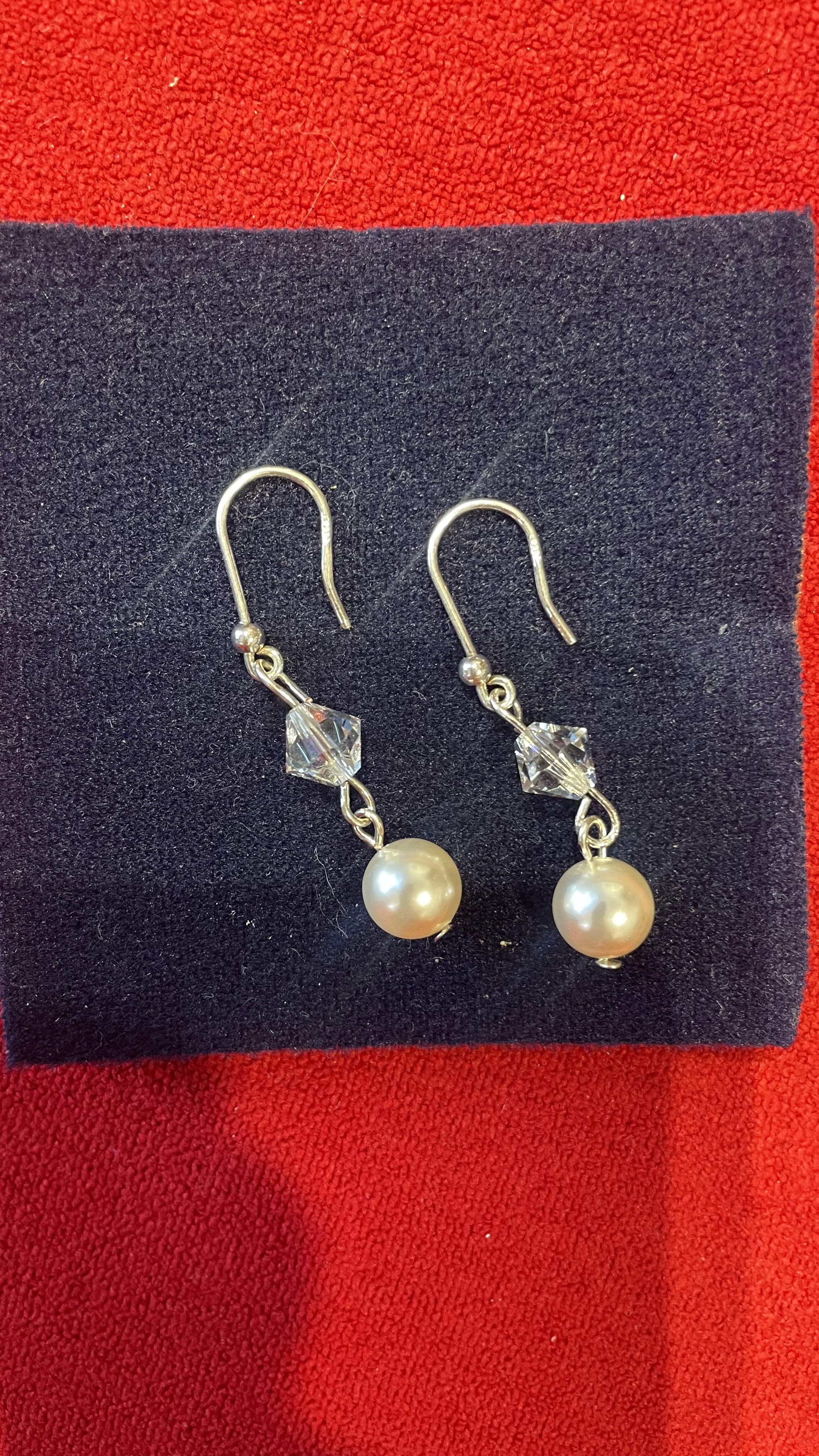 925 Silver earrings Swarovski pearls and crystals