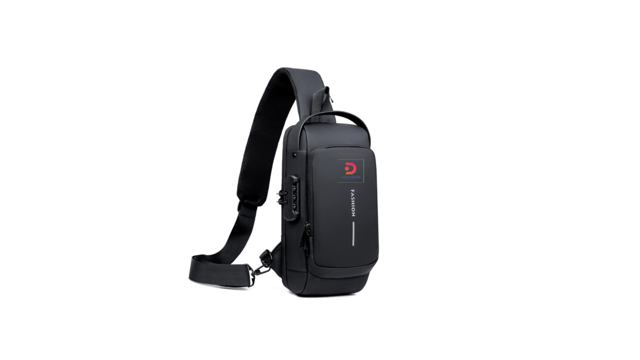665-2#Fashion®2002-1 Men’s Multi-Function Anti-theft USB Security Lock Shoulder Bag-Black
