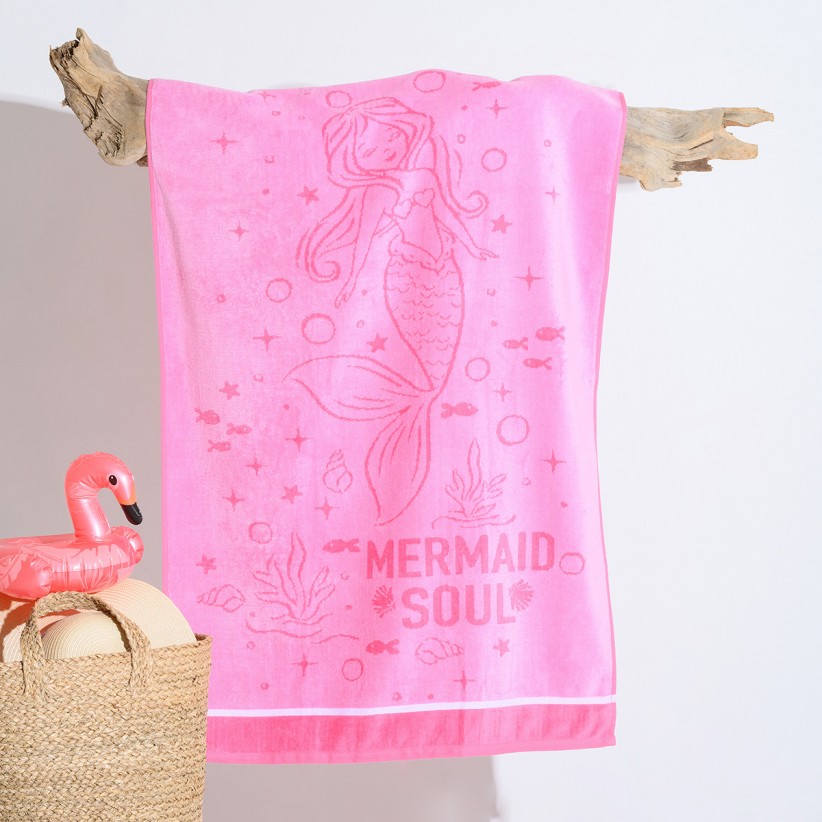 KIDS BEACH TOWEL ARIEL PINK (70Χ120)