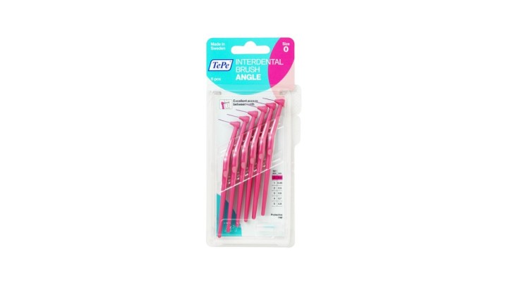 Tepe Angled Pink Interdental Brushes - ISO Size 0 (0.4mm) - Pack of 6