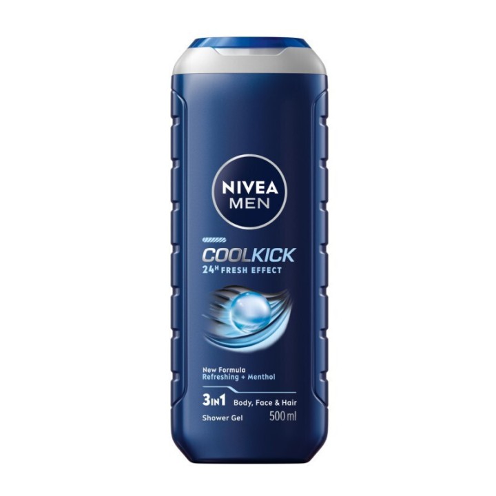 Nivea Cool Kick Shower Gel For Men For Face, Hair & Body 500Ml