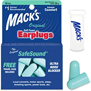 Macks Ultra Foam Earplugs Free Travel Case Included 10 Pairs
